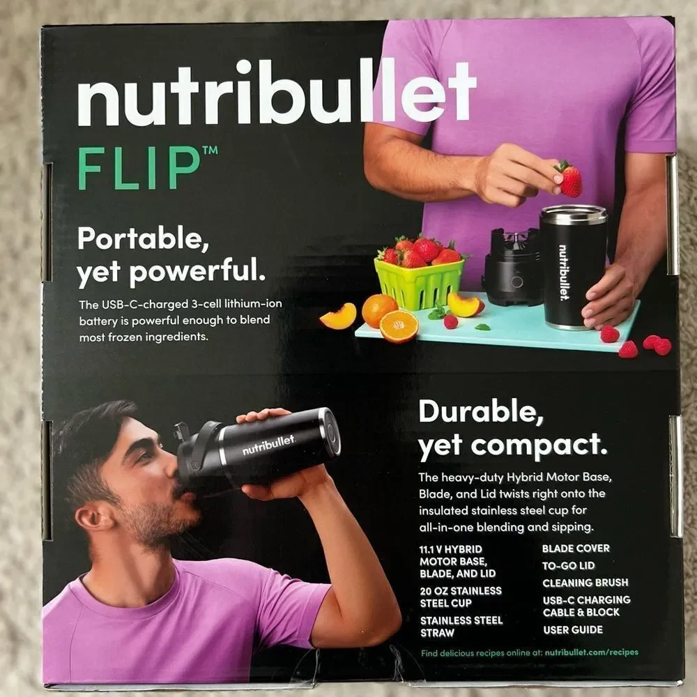 Nutribullet Flip Portable Blender w/ Black Insulated Tumbler Cup (BD-BX776A-23)